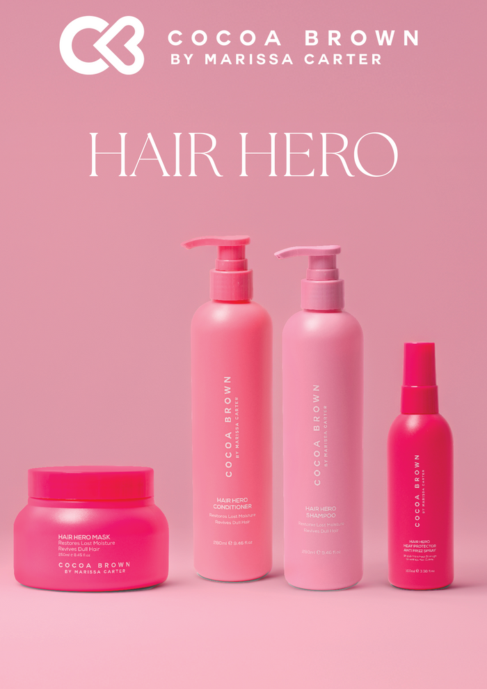 Cocoa Brown by Marissa Carter HAIR HERO Shampoo, HAIR HERO Conditioner, HAIR HERO Mask, HAIR HERO Heat Protector Anti Frizz Spray bundle 